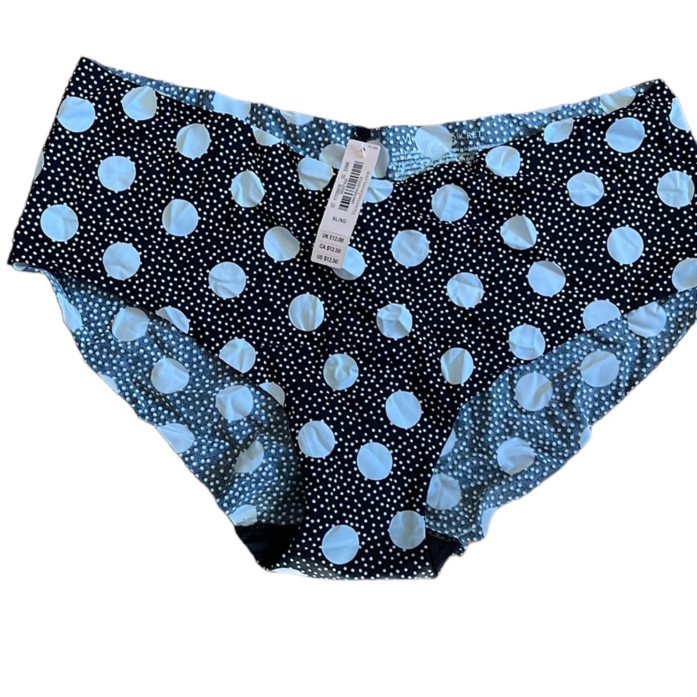 Victoria’s Secret hiphugger/hipster panties -XL - black & white polka dots. NWT